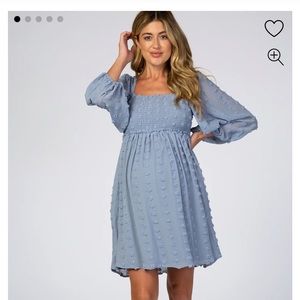 Maternity Pink Blush Blue Textured Dress